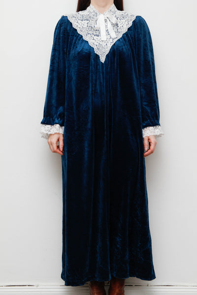 1970s Vintage Prairie Velvet Dress – Gothic Maxi Dress