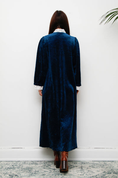 1970s Vintage Prairie Velvet Dress – Gothic Maxi Dress