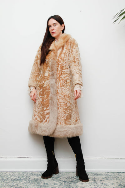 Vintage Cream Sheepskin Fur Afghan Penny Lane Princess Coat