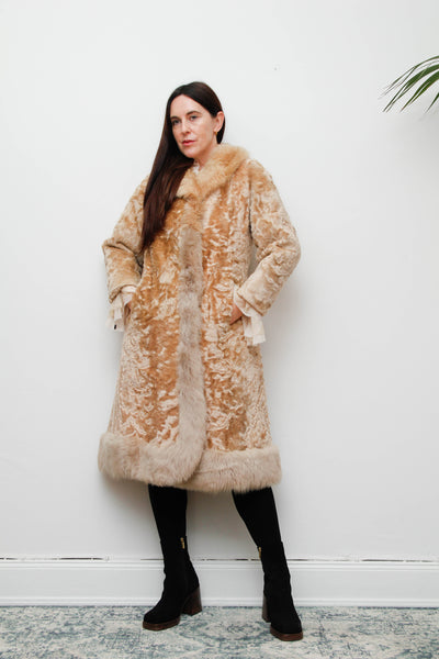 Vintage Cream Sheepskin Fur Afghan Penny Lane Princess Coat