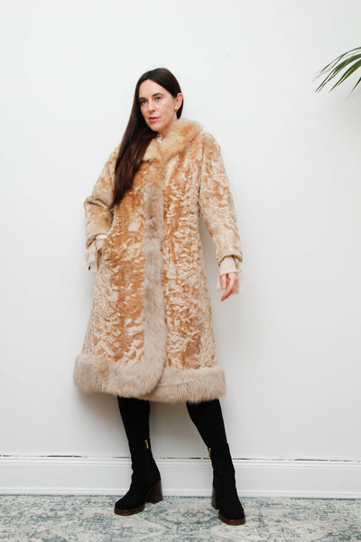 Vintage Cream Sheepskin Fur Afghan Penny Lane Princess Coat