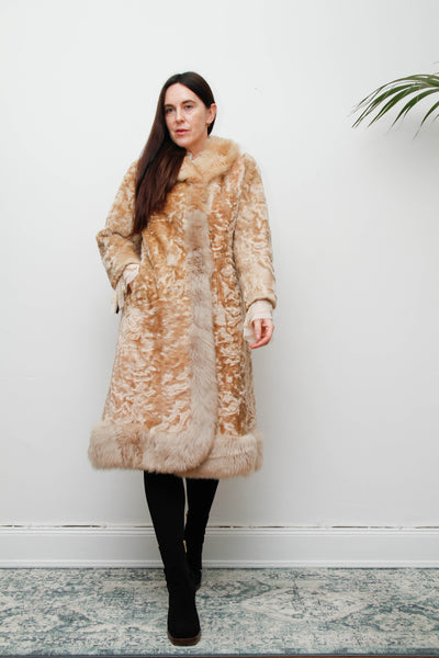 Vintage Cream Sheepskin Fur Afghan Penny Lane Princess Coat