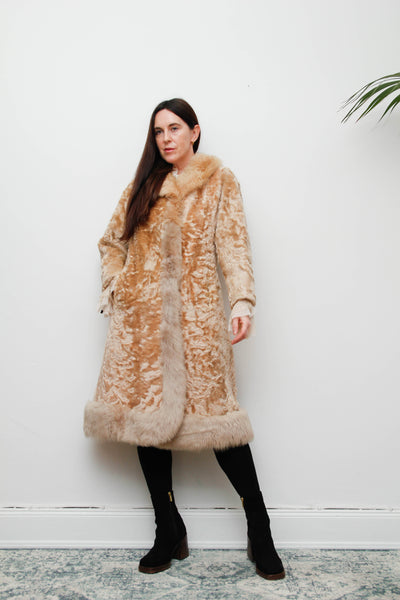 Vintage Cream Sheepskin Fur Afghan Penny Lane Princess Coat