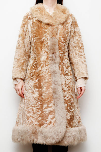 Vintage Cream Sheepskin Fur Afghan Penny Lane Princess Coat