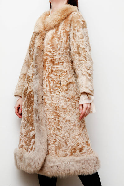 Vintage Cream Sheepskin Fur Afghan Penny Lane Princess Coat