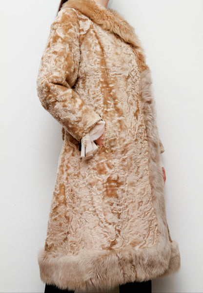 Vintage Cream Sheepskin Fur Afghan Penny Lane Princess Coat