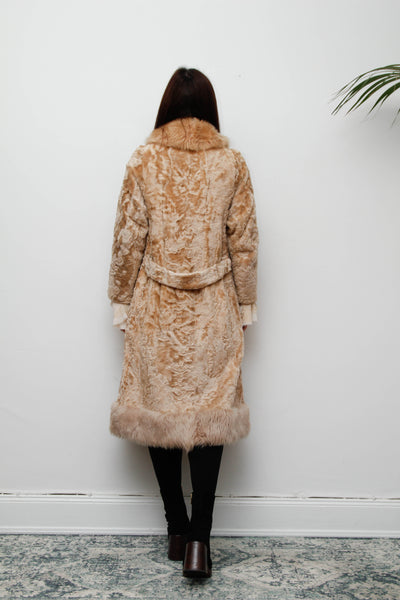 Vintage Cream Sheepskin Fur Afghan Penny Lane Princess Coat