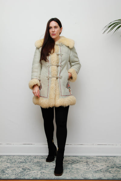 Vintage 70s Zakopane Embroidered Sheepskin Coat – Polish Folklore Bohemian Gem