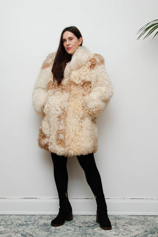 Vintage 1970s Mongolian Sheepskin Coat – Rare Statement Piece