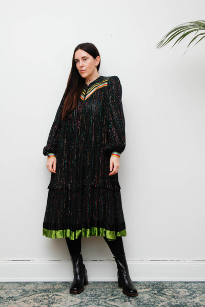 Rare Vintage Indian Cotton Gauze Dress with Balloon Sleeves