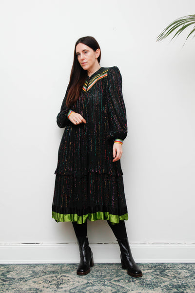 Rare Vintage Indian Cotton Gauze Dress with Balloon Sleeves