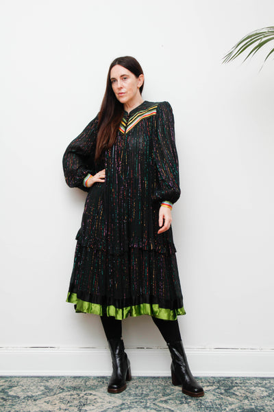 Rare Vintage Indian Cotton Gauze Dress with Balloon Sleeves