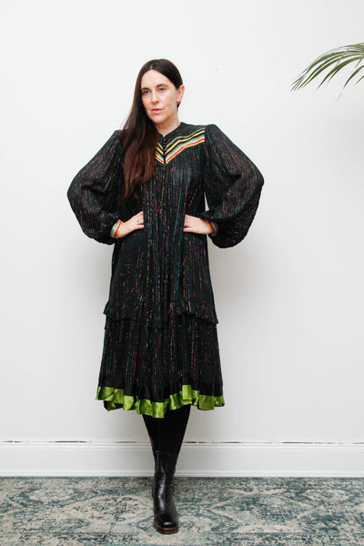 Rare Vintage Indian Cotton Gauze Dress with Balloon Sleeves