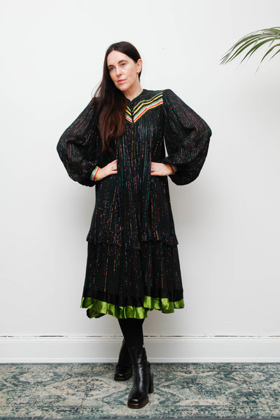 Rare Vintage Indian Cotton Gauze Dress with Balloon Sleeves