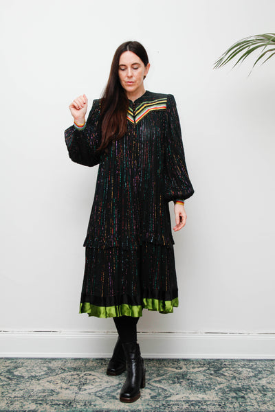 Rare Vintage Indian Cotton Gauze Dress with Balloon Sleeves