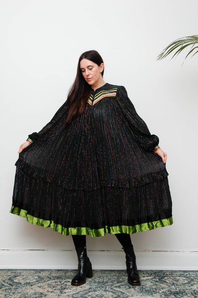 Rare Vintage Indian Cotton Gauze Dress with Balloon Sleeves