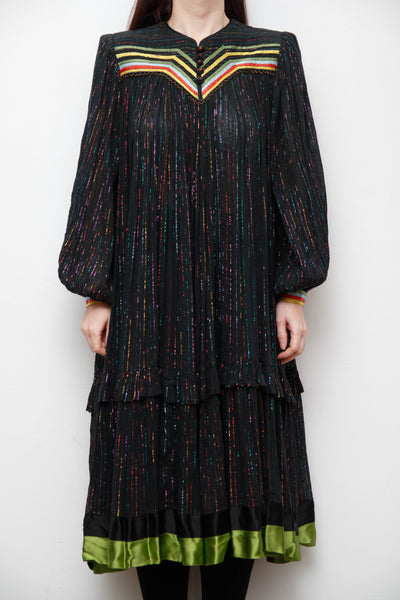 Rare Vintage Indian Cotton Gauze Dress with Balloon Sleeves