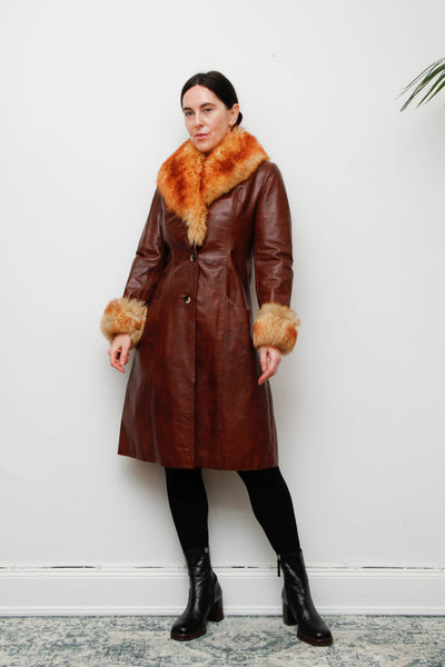 Original 1970s Afghan Sheepskin Penny Lane Coat in Classic Brown