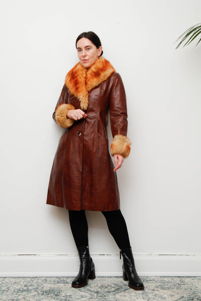 Original 1970s Afghan Sheepskin Penny Lane Coat in Classic Brown