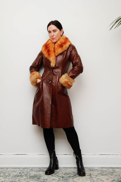Original 1970s Afghan Sheepskin Penny Lane Coat in Classic Brown