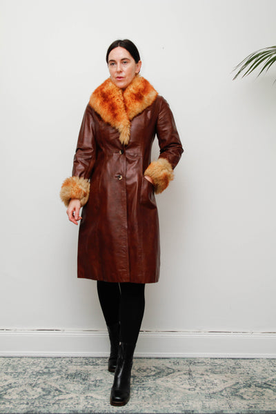 Original 1970s Afghan Sheepskin Penny Lane Coat in Classic Brown