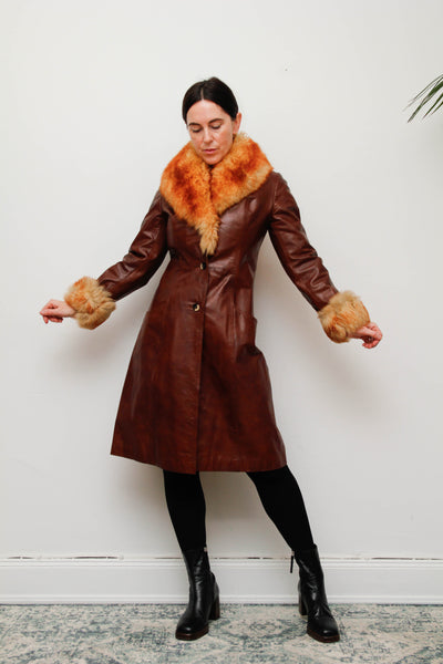 Original 1970s Afghan Sheepskin Penny Lane Coat in Classic Brown