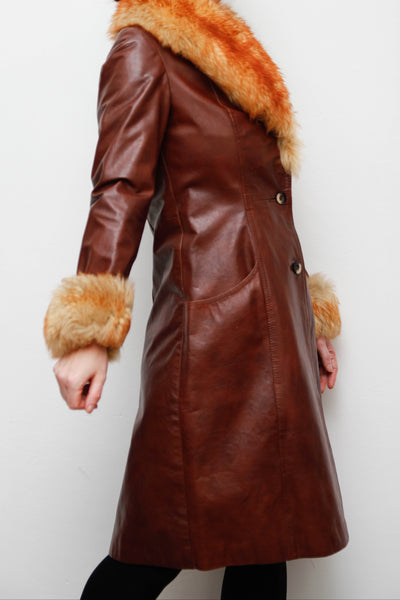 Original 1970s Afghan Sheepskin Penny Lane Coat in Classic Brown