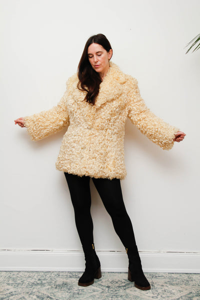 Vintage 1970s Mongolian Sheepskin Coat – Rare Statement Piece