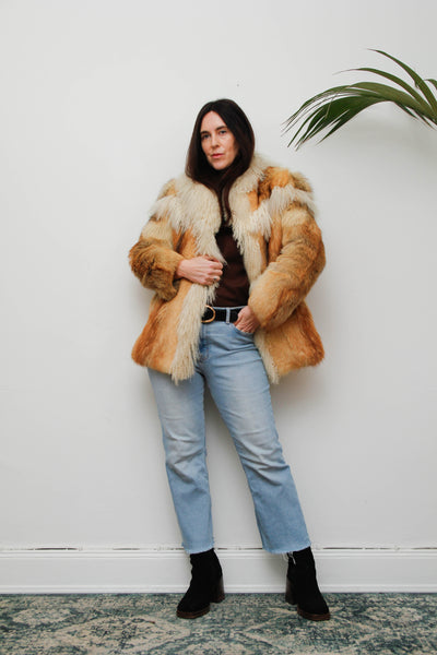 Rare Vintage Red Fox & Mongolian Lamb Fur Coat