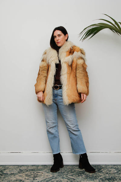 Rare Vintage Red Fox & Mongolian Lamb Fur Coat