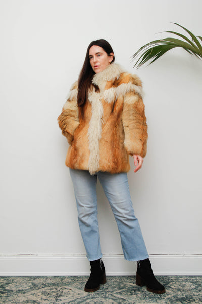Rare Vintage Red Fox & Mongolian Lamb Fur Coat