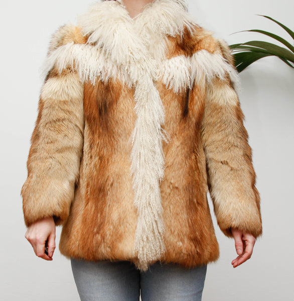 Rare Vintage Red Fox & Mongolian Lamb Fur Coat