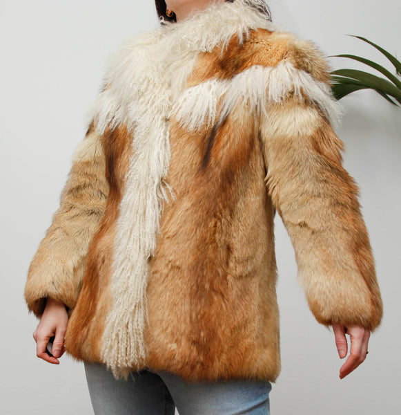 Rare Vintage Red Fox & Mongolian Lamb Fur Coat