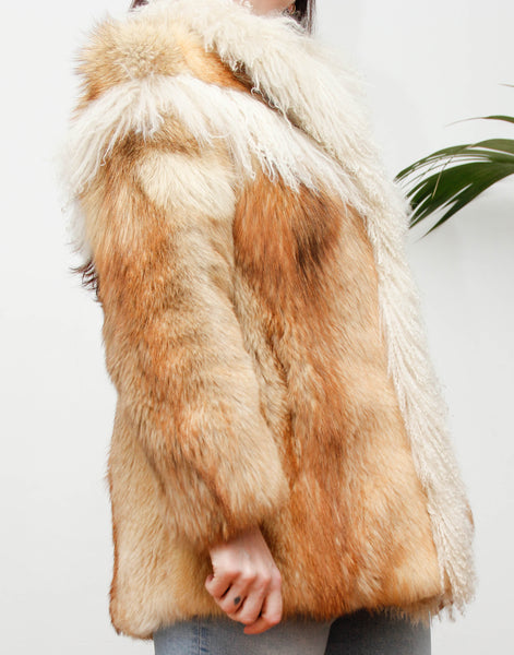 Rare Vintage Red Fox & Mongolian Lamb Fur Coat