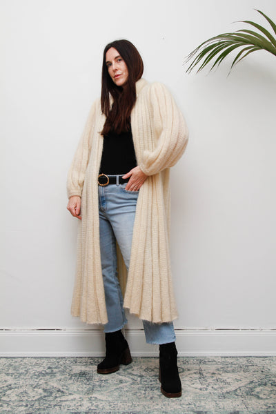 Very Rare Mary Farrin Mohair Knit Maxi Cardigan