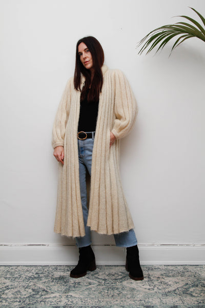 Very Rare Mary Farrin Mohair Knit Maxi Cardigan