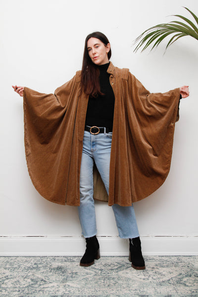 1980s Earthy Brown Velvet Cape-Dramatic Vintage Statement