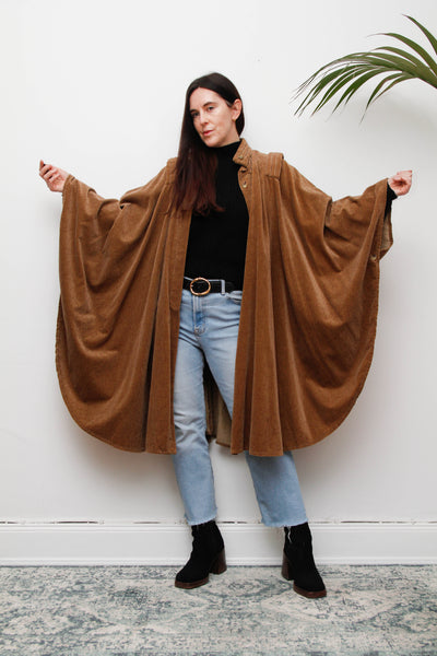 1980s Earthy Brown Velvet Cape-Dramatic Vintage Statement