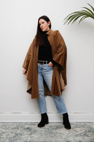 1980s Earthy Brown Velvet Cape-Dramatic Vintage Statement