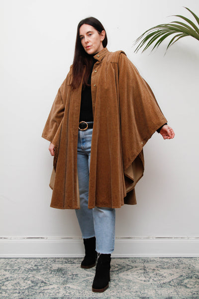 1980s Earthy Brown Velvet Cape-Dramatic Vintage Statement