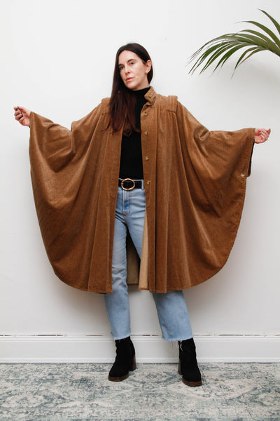 1980s Earthy Brown Velvet Cape-Dramatic Vintage Statement