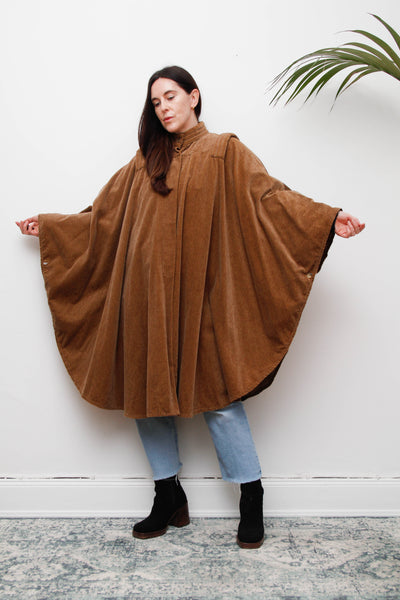 1980s Earthy Brown Velvet Cape-Dramatic Vintage Statement