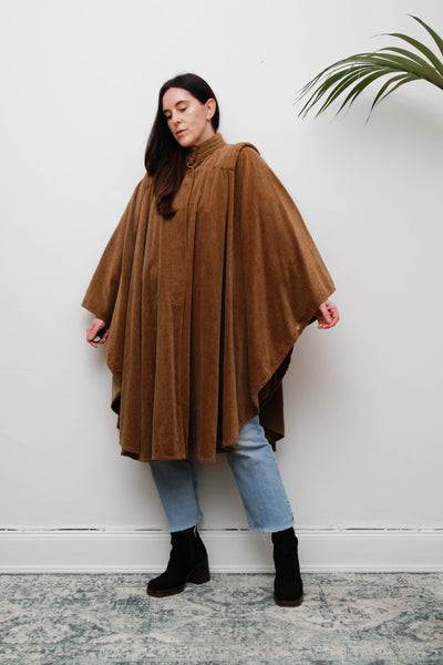 1980s Earthy Brown Velvet Cape-Dramatic Vintage Statement