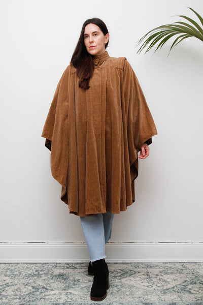 1980s Earthy Brown Velvet Cape-Dramatic Vintage Statement