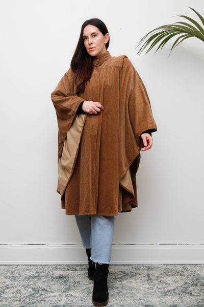 1980s Earthy Brown Velvet Cape-Dramatic Vintage Statement