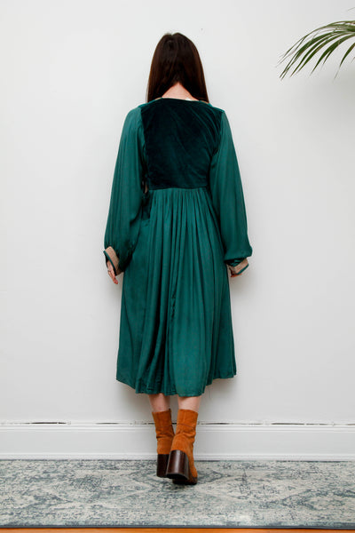 Rare 1970s Afghan Dress – Hand Embroidered Velvet & Cotton Bohemian