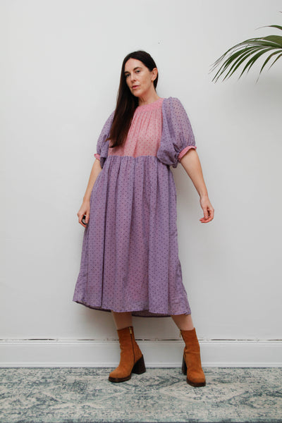 1980s Prairie Cotton Gauze Dress | Pink Polka Dot, François Viannay Anastasia Paris
