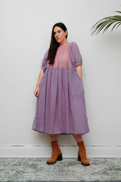 1980s Prairie Cotton Gauze Dress | Pink Polka Dot, François Viannay Anastasia Paris