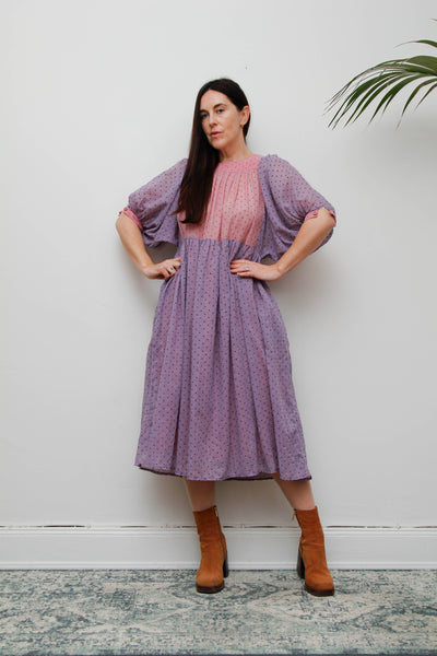 1980s Prairie Cotton Gauze Dress | Pink Polka Dot, François Viannay Anastasia Paris