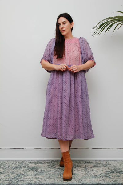 1980s Prairie Cotton Gauze Dress | Pink Polka Dot, François Viannay Anastasia Paris